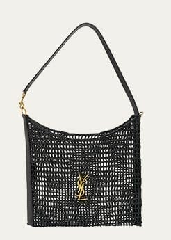 Saint Laurent - Oxalis YSL Monogram Shoulder Bag in Raffia with Bronze Hardware