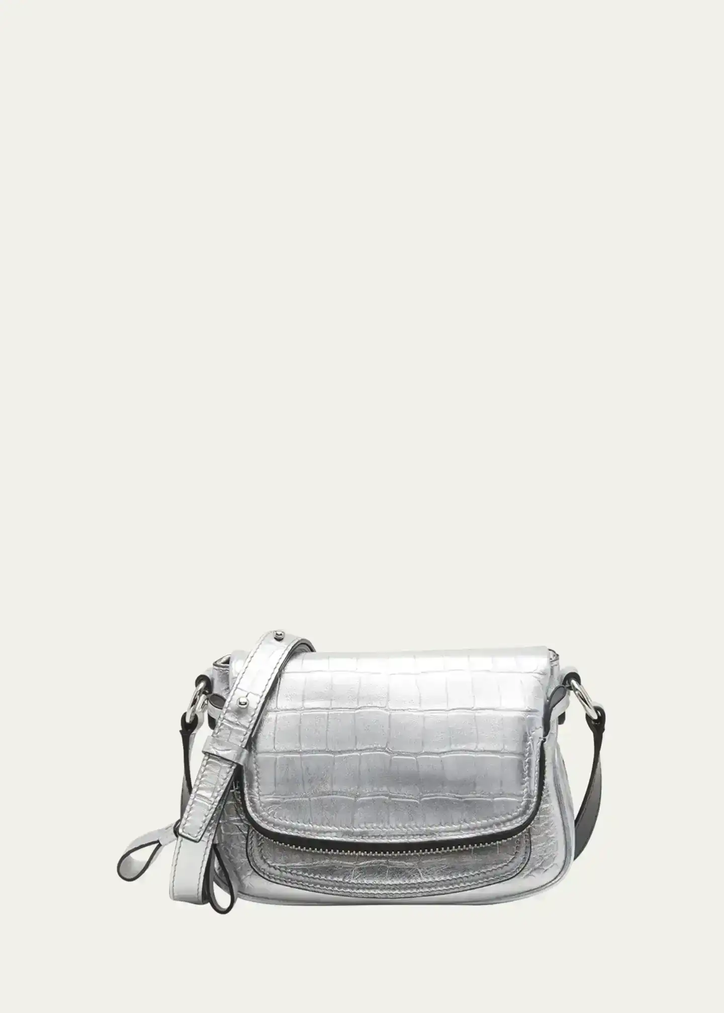 Jennifer Mini Crossbody in Metallic Stamped Croc Leather