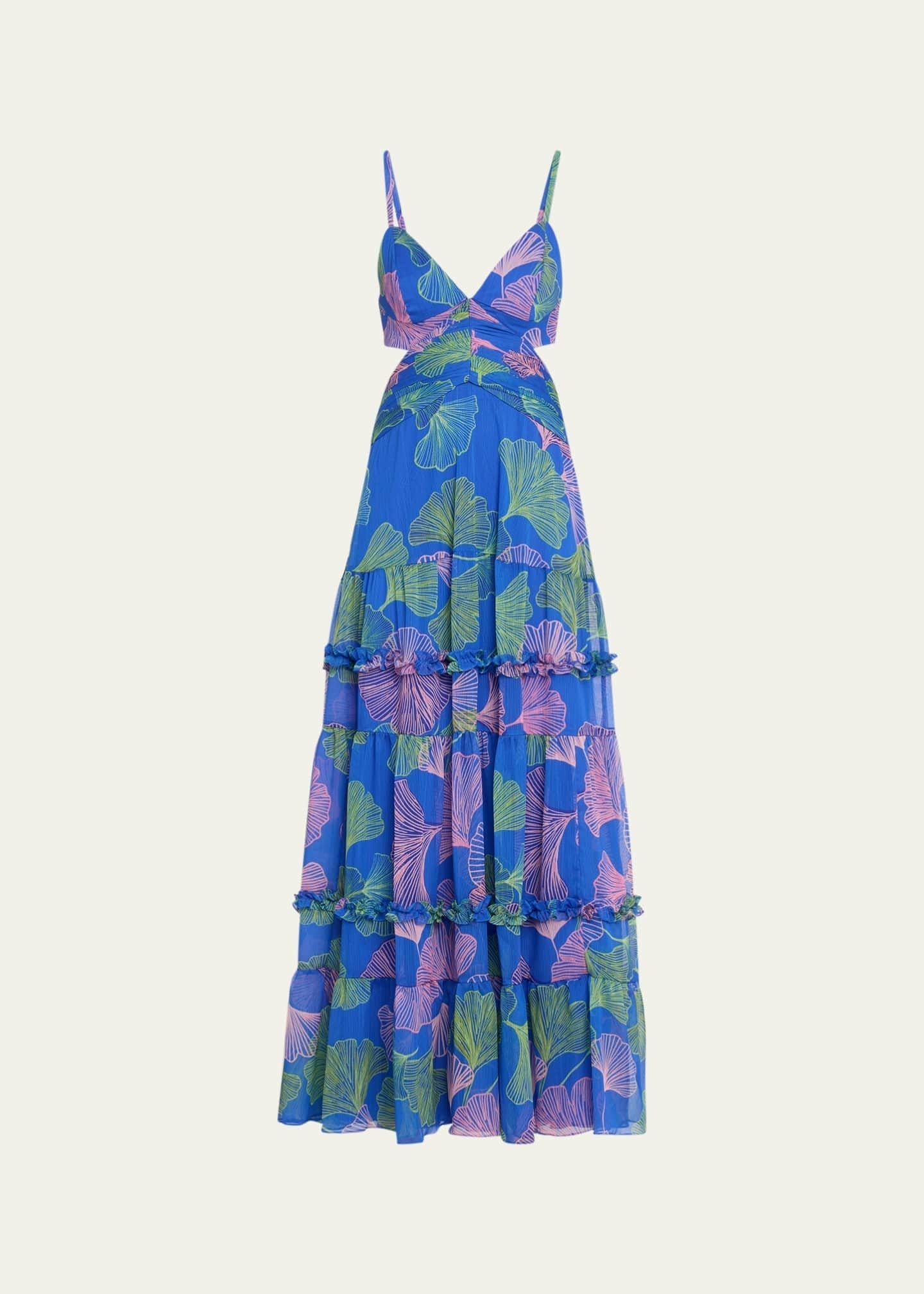 Ocean Leaf Sleeveless Tiered Maxi Dress