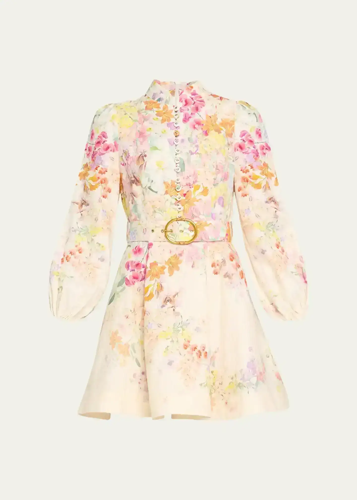 Natura Floral Buttoned Mini Dress