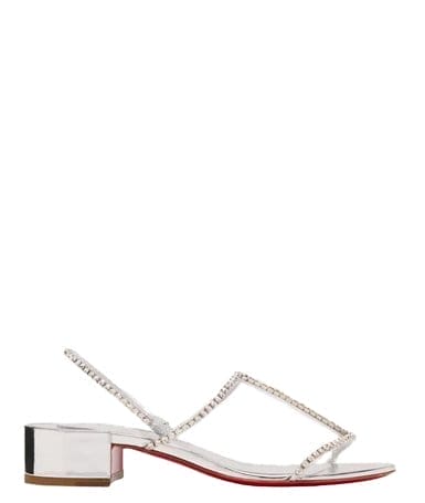 Christian Louboutin - Simple Queenie Crystal T-Strap Red Sole Sandals