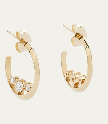 Lizzie Mandler Fine Jewelry - Eclat 3 Diamond Knife Edge Hoop Earrings