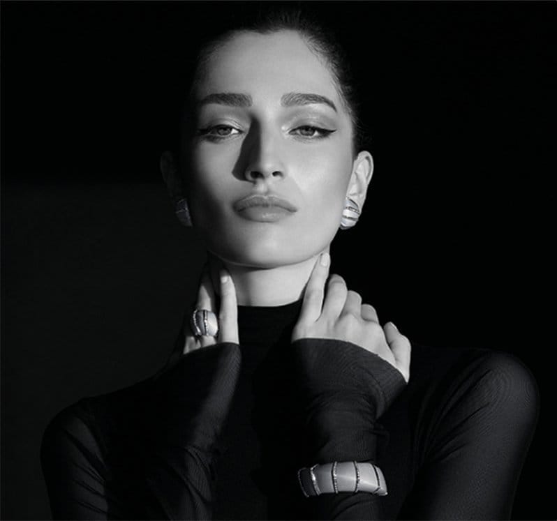 Model wears Vhernier’s hand-sculpted jewelry