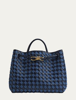 Bottega Veneta - Andiamo Medium Denim Shoulder Bag