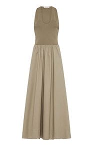 St. Agni - Combo Plunge-Neck Maxi Dress