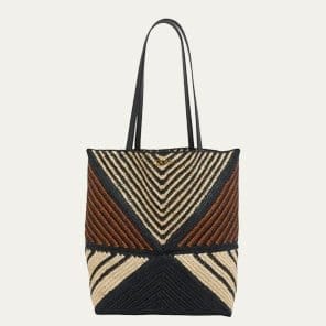 LOEWE - x Paula’s Ibiza Medium Puzzle Fold Tote Bag in Striped Raffia with Leather Handles