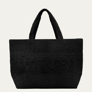 SAINT LAURENT - East-West Logo Raffia Tote Bag