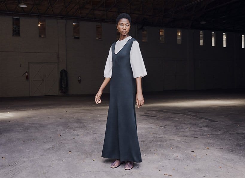 Model wears The Row - Agla Scoop-Neck Sleeveless Maxi Dress