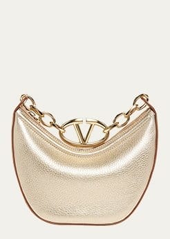 VALENTINO GARAVANI - Mini VLOGO Moon Metallic Hobo Bag