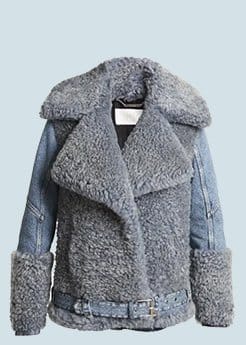 CHLOE - Hybrid Denim Shearling Biker Jacket