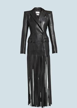 ALEXANDER MCQUEEN - Leather Fringed Trench Coat