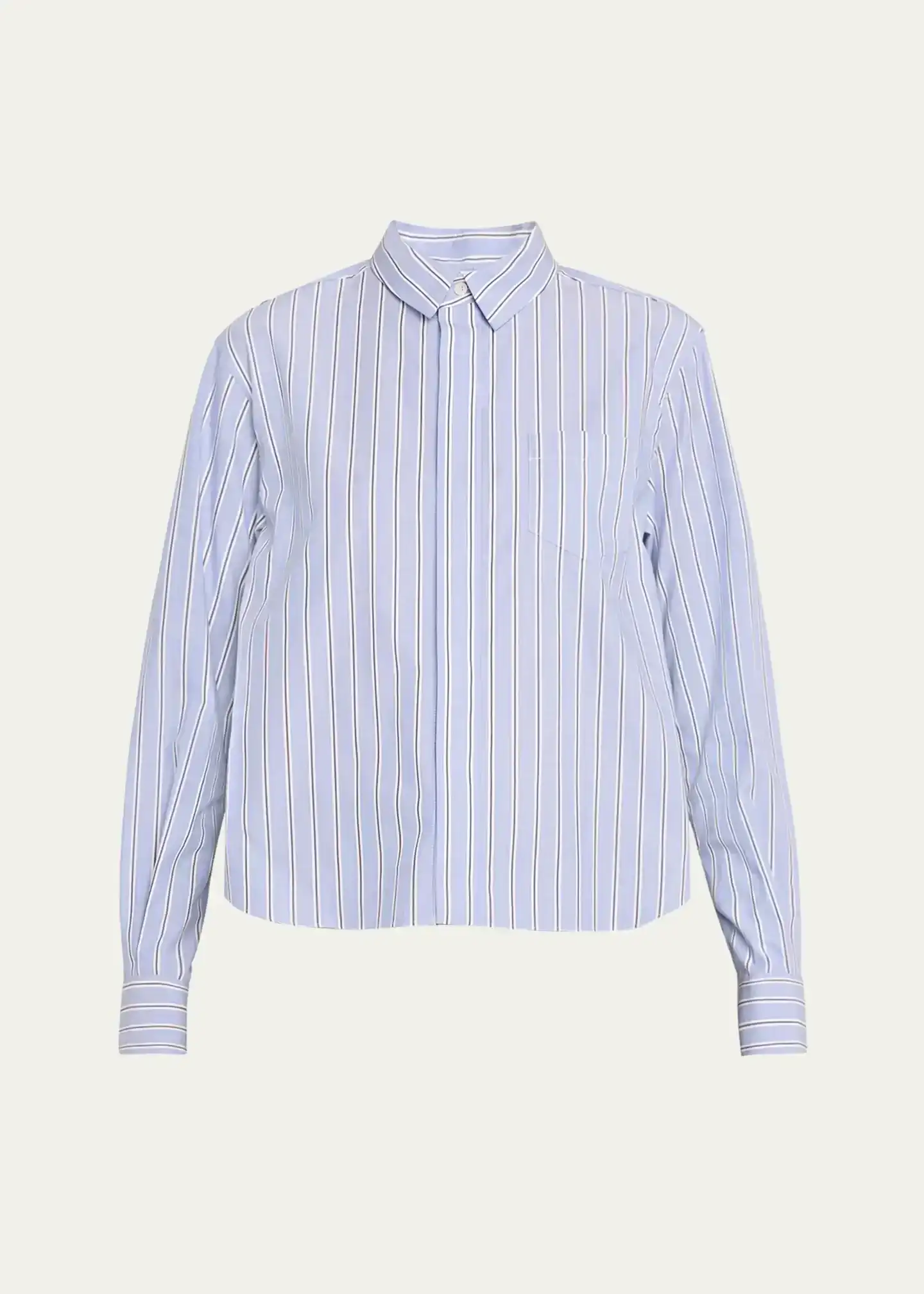 Stripe Poplin Button Down Shirt with Nylon Back