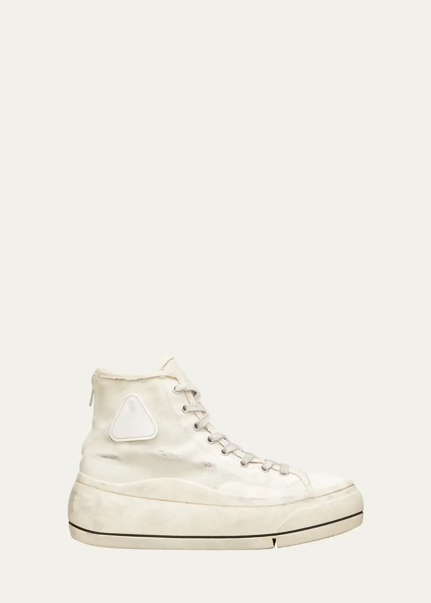 Worn Canvas High-Top Platform Sneakers