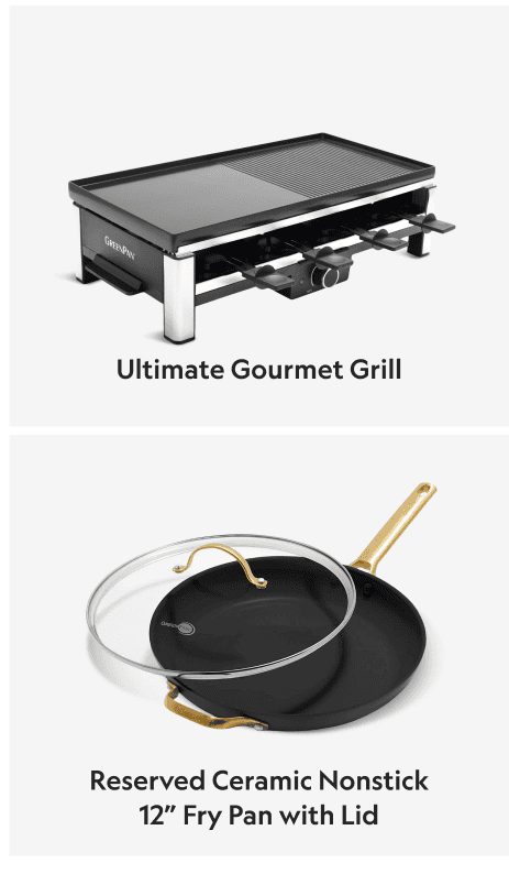 Ultimate Gourmet Grill and Reserve Ceramic Nonstick 12 inch Fry Pan with Lid