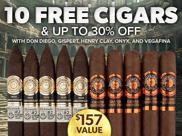 10 Free Cigars + Up To 30% Off Don Diego, Gispert, Henry Clay, & More!