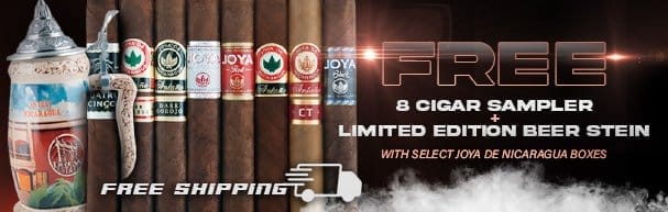 8 Free Cigars, Free Shipping, & Beer Stein with Select Joya de Nicaragua Boxes!