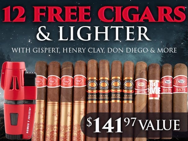 12 Free Cigars + Free Lighter with Henry Clay, Onyx, & More!