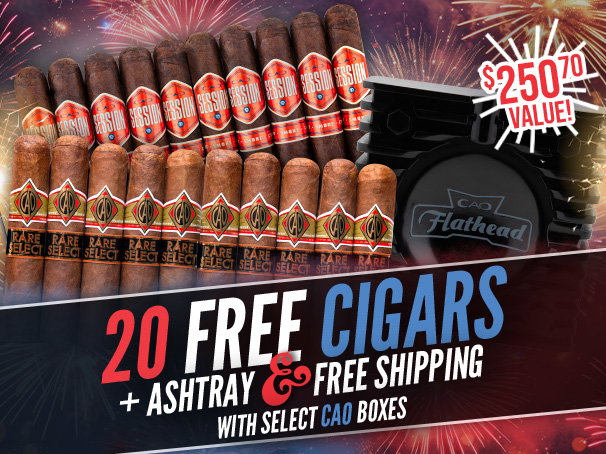 20 Free Cigars, Free Ashtray, & Free Shipping with CAO!