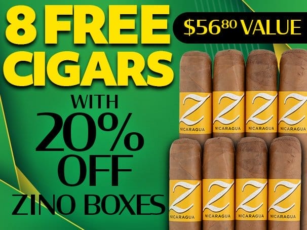 8 Free Cigars with 20% Off Zino Boxes!