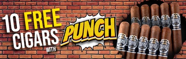 10 Free Knuckle Buster Cigars with Up To 25% Off Punch Boxes!