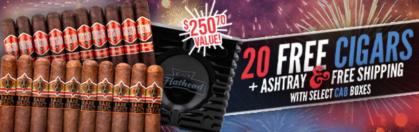 20 Free Cigars, Free Ashtray, & Free Shipping with CAO!