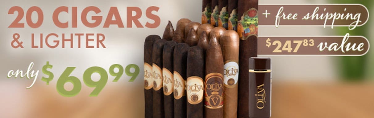 Free Electric Lighter + Free Shipping with Oliva 20 Cigar Brand Collection Sampler - Only \\$69.99!