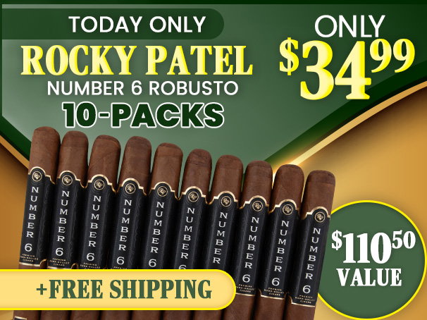 Today Only - Rocky Patel Number 6 Robusto 10-Packs Only \\$34.99 + Free Shipping!