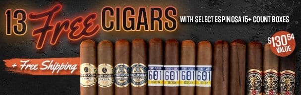 13 Free Cigars + Free Shipping with Select Espinosa Boxes!