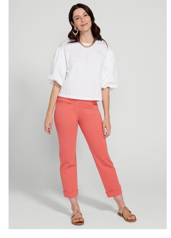 Easy Crop Trouser | Straight (Melon)