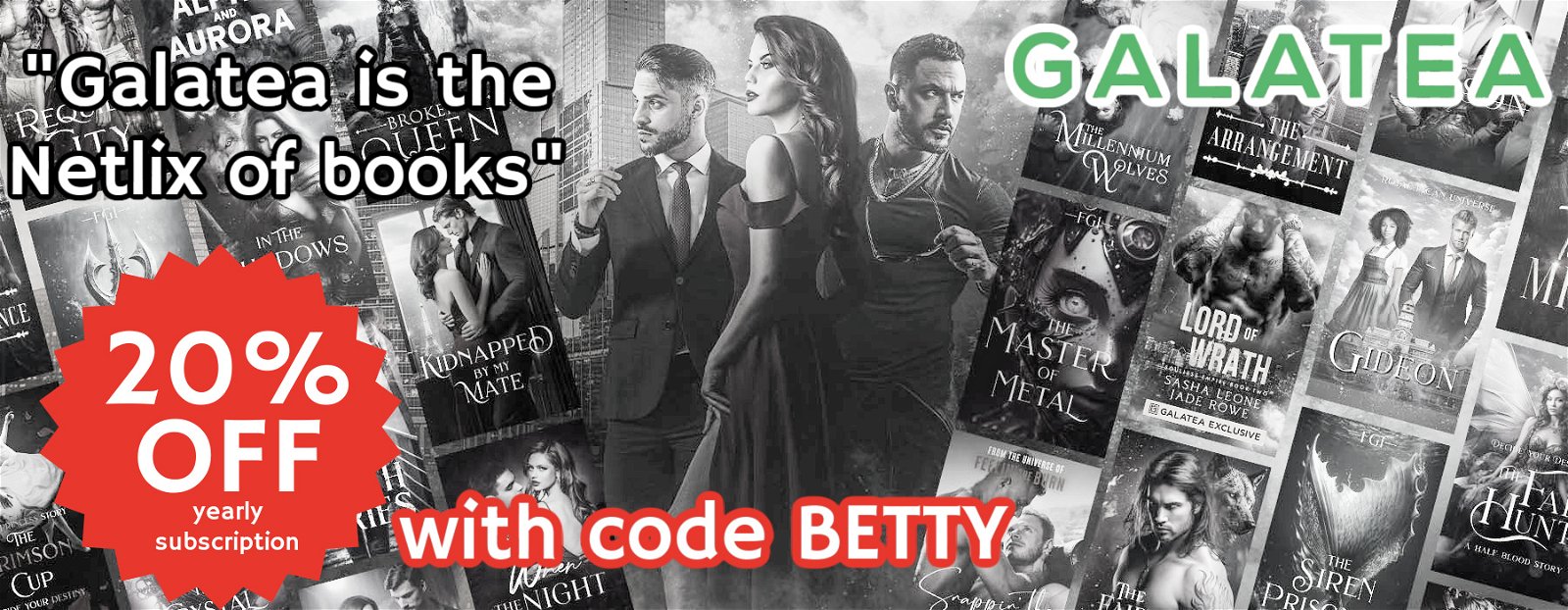 Exclusive Betty x Galatea Deal for 20% off Spicy Reads!