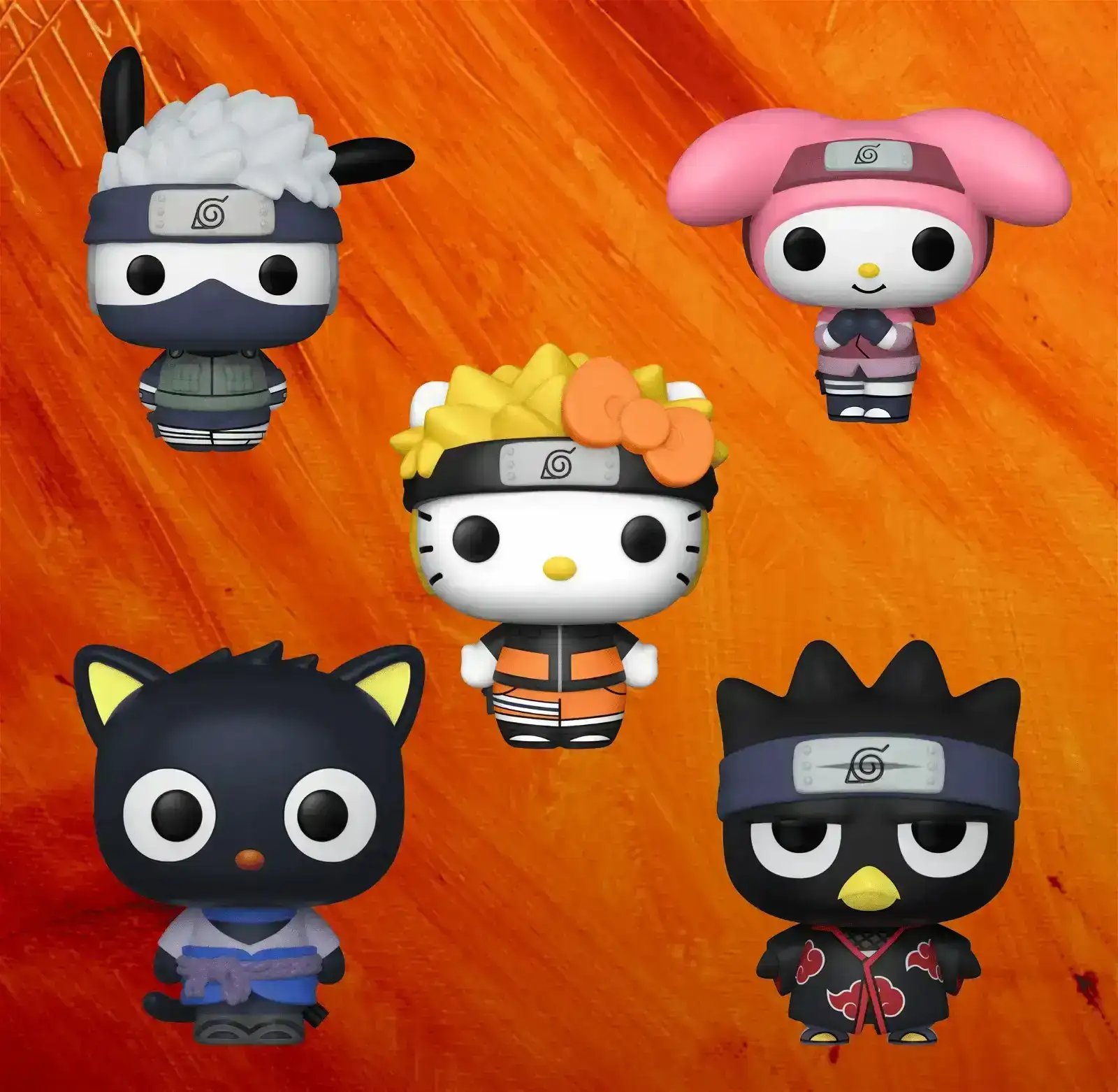 Image of Naruto Shippuden X Hello Kitty Funko Pop! Complete Set of 5 (Pre-Order)