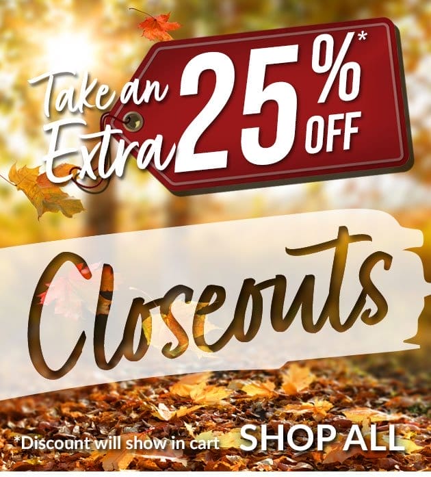 Extra 25% off closeouts in cart