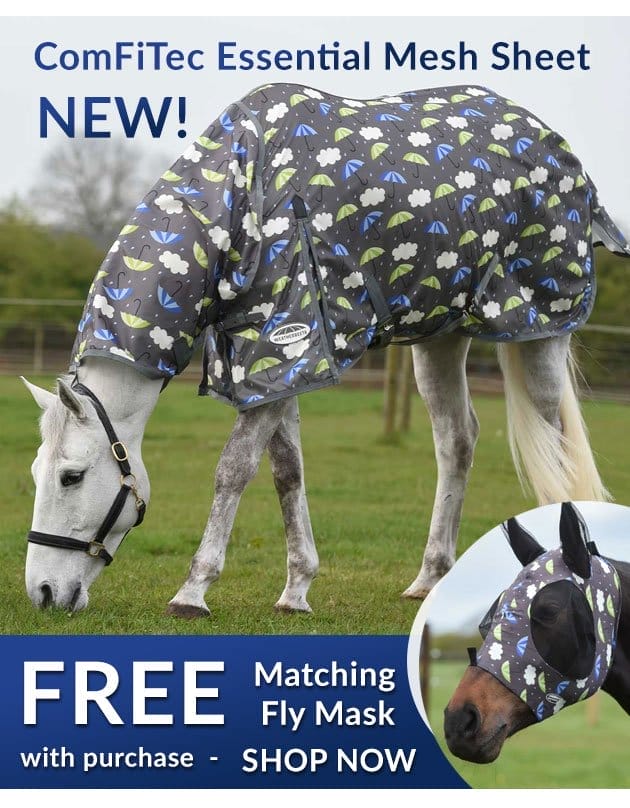 Free matching fly mask with umbrella print fly sheet