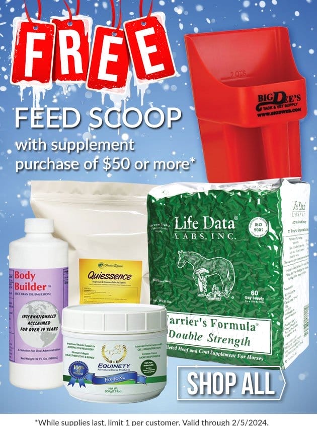 Free feed scoop with \\$50 supplement purchase