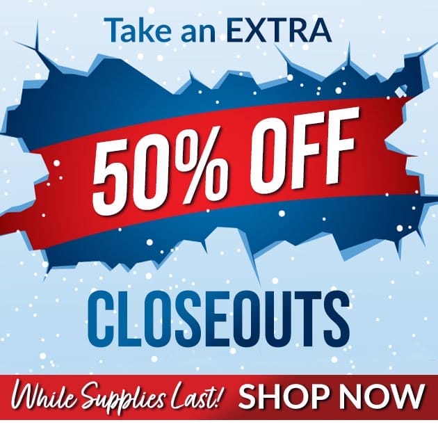 Extra 50% off closeouts - discount shows in cart