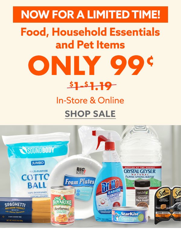 Food, Household Essentials and Pet Items