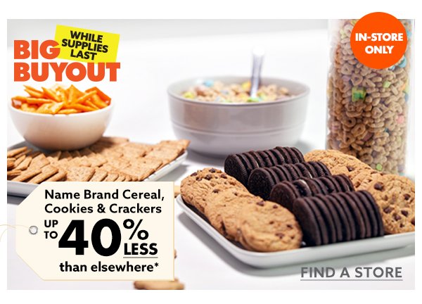 Name Brand Cereal, Cookies & Crackers