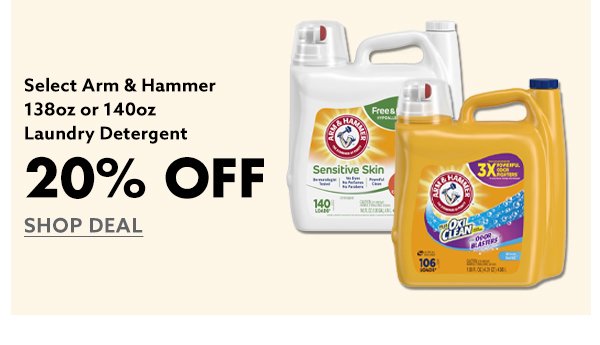 Select Arm & Hammer 138oz or 140oz Laundry Detergent