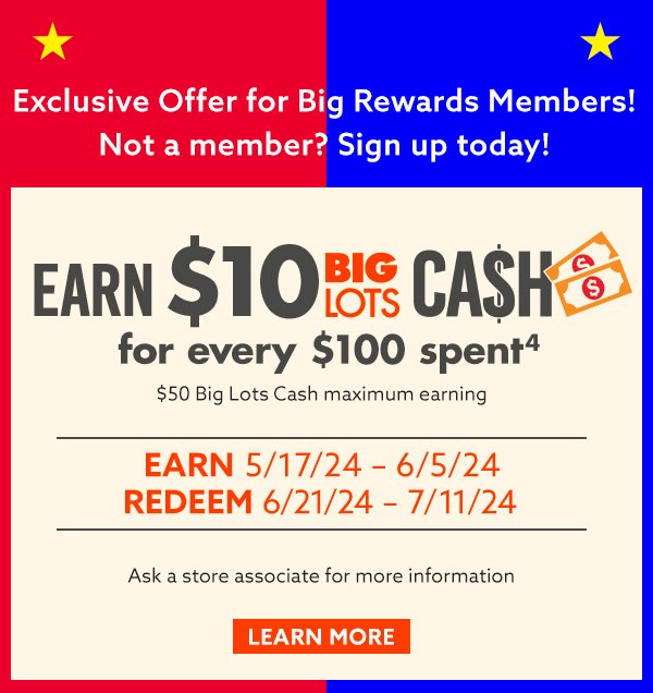 Earn Big Lots Cash