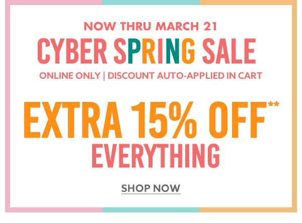 EXTRA 15% off EVERYTHING