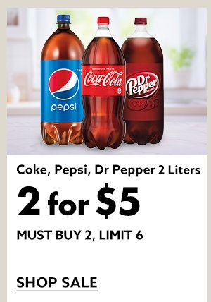 Coke, Pepsi, Dr Pepper 2 Liters