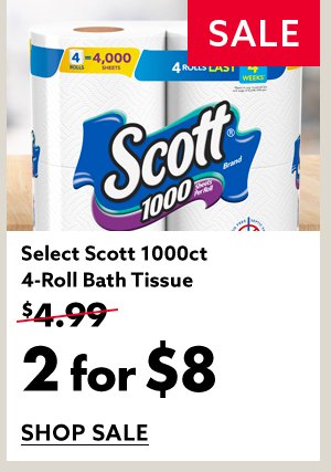 Scott 1000ct 4-Roll Bath Tissue