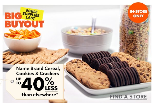 Name Brand Cereal, Cookies & Crackers