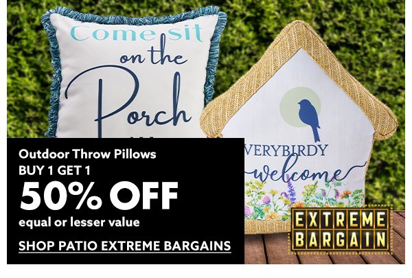 Outdoor Throw Pillows Buy 1, Get 1 50% Off