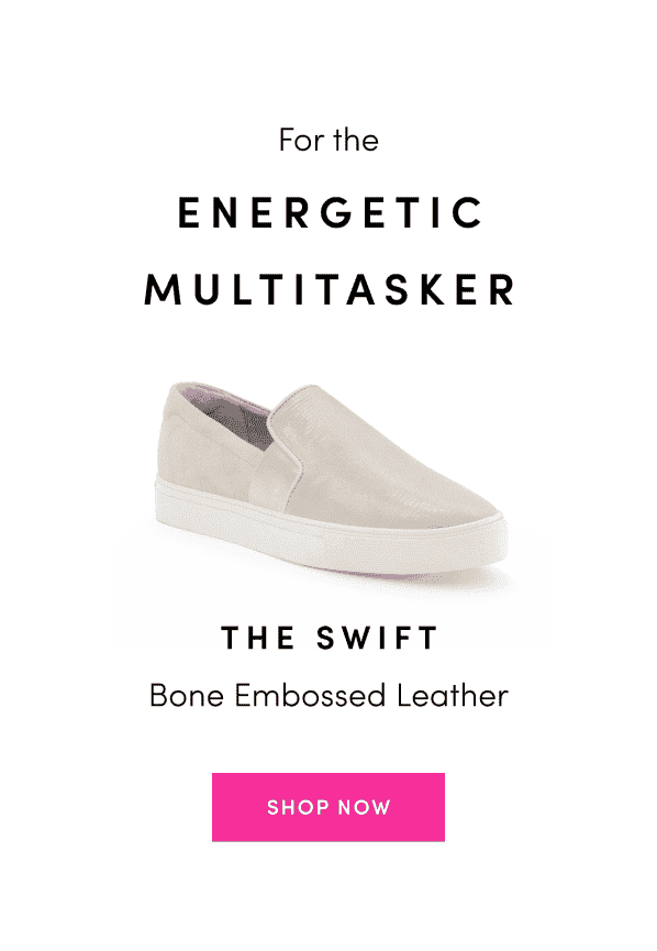 Swift in Bone Embossed Leather: for the energetic multitasker