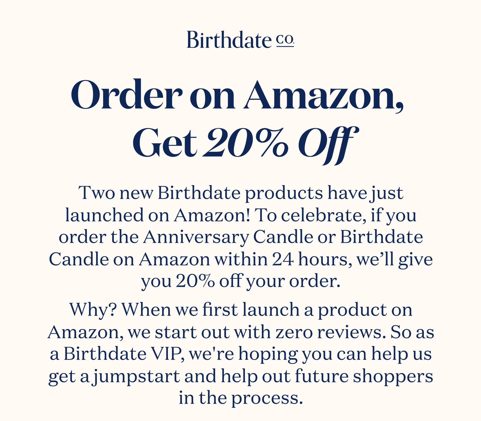 Order on Amazon, get 20% off 