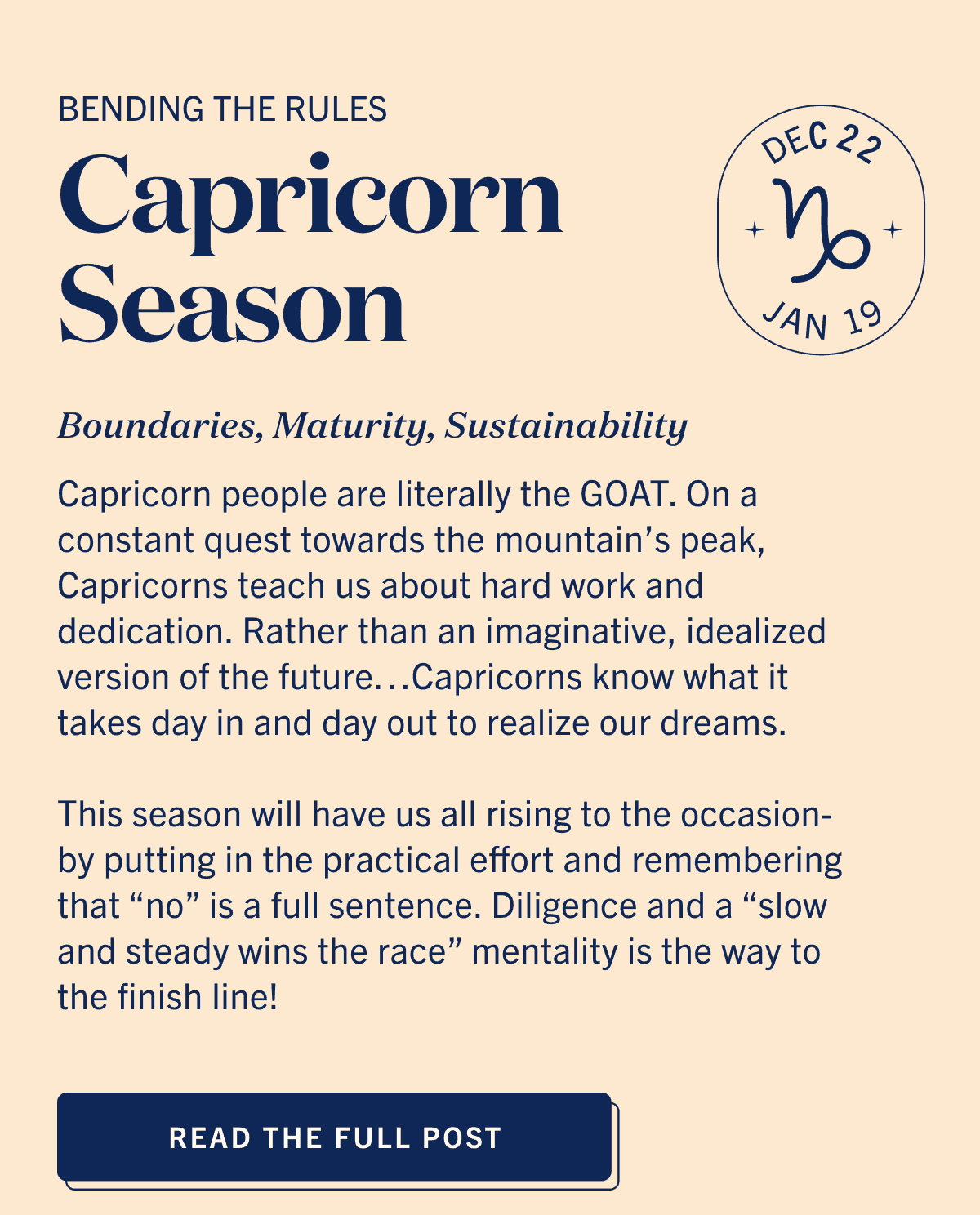 Read the full post about Capricorn Season