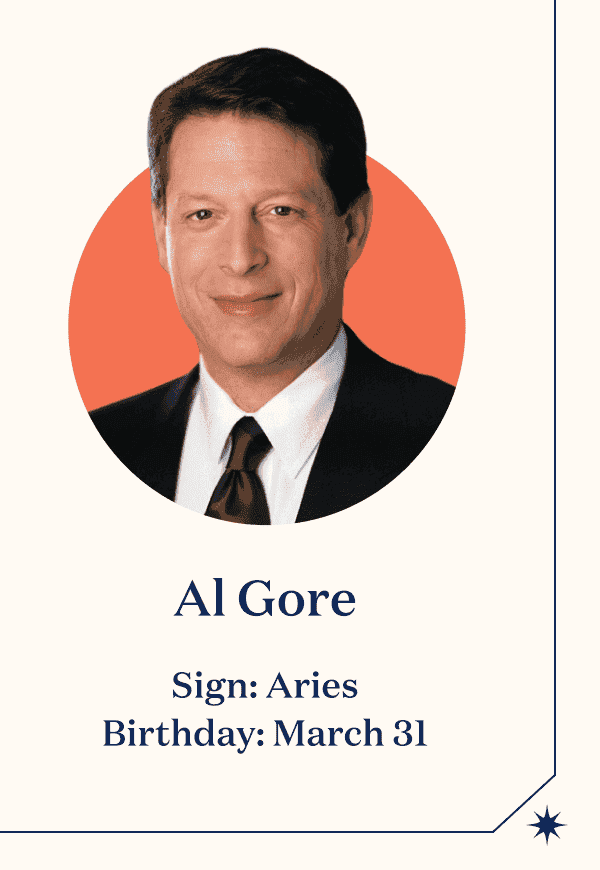 Al Gore Sign: Aries Birthday: March 31