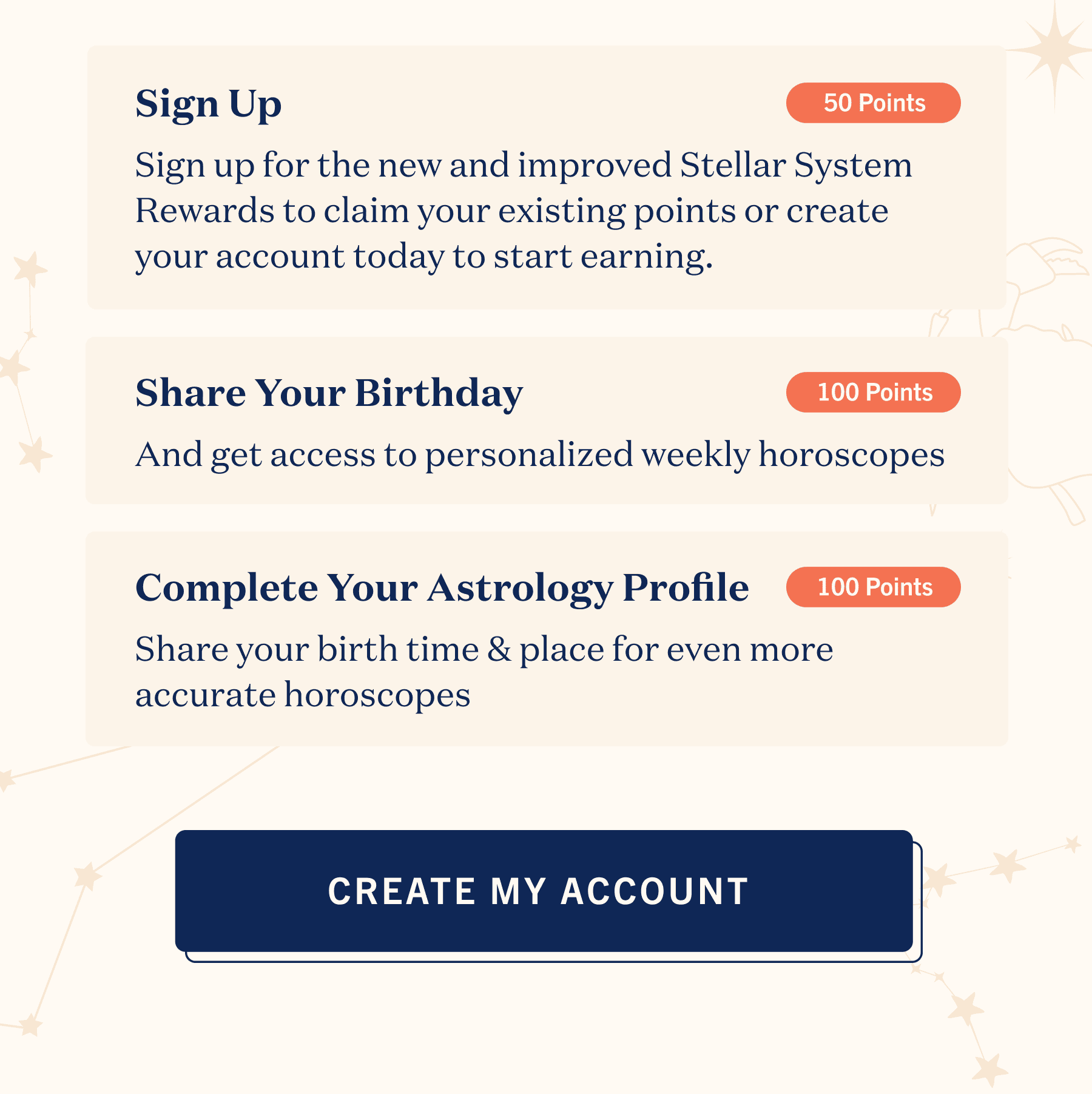 Sign up, share your birthday, and complete your astrology profile