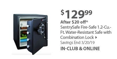 SentrySafe Fire-Safe 1.2-Cu.-Ft. Water-Resistant Safe with Combination Lock